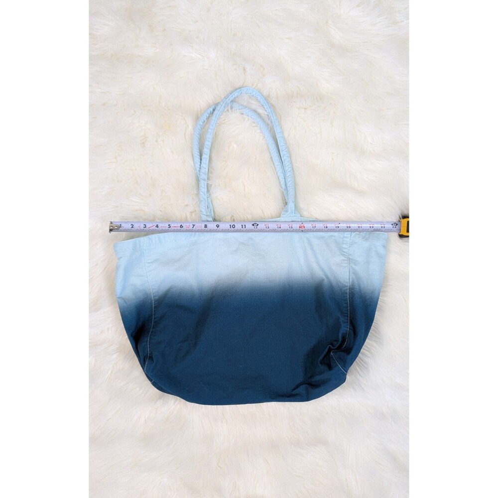 Athleta Tote Bag Blue White Ombre Dip Dye Canvas Logo Beach Gym Shopper Travel - Picture 6 of 9